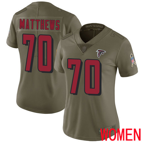 Atlanta Falcons Limited Olive Women Jake Matthews Jersey NFL Football #70 2017 Salute to Service->youth nfl jersey->Youth Jersey